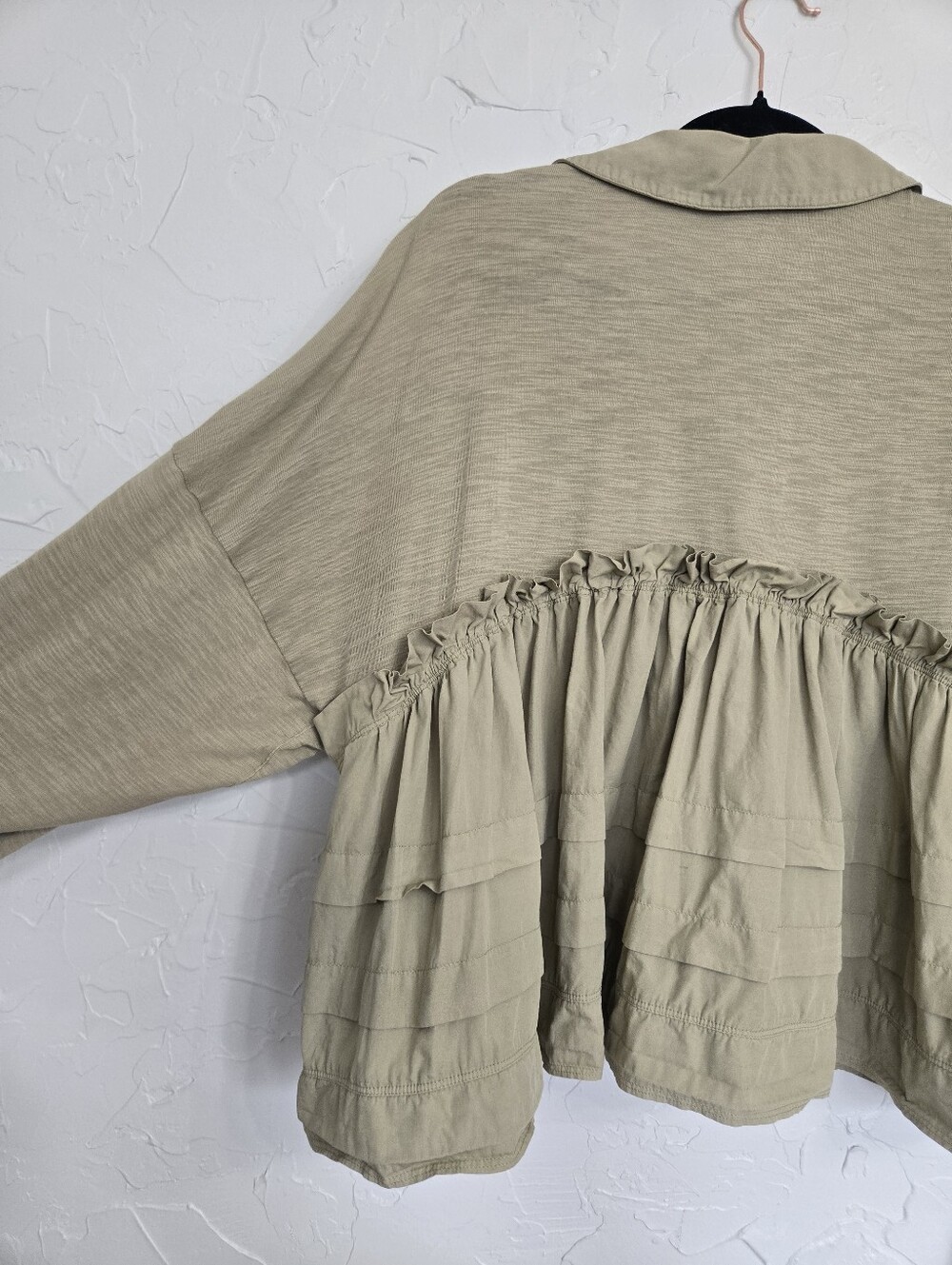 Anthro Pilcro Babydoll Flowy Cotton Sage Green Top, M - Picture 8 of 11